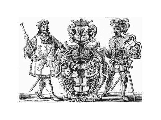 Centraal zijn weergegeven de wapenschilden van de drie steden Deventer (adelaar), Kampen (stadspoort) en Zwolle (kruis).
