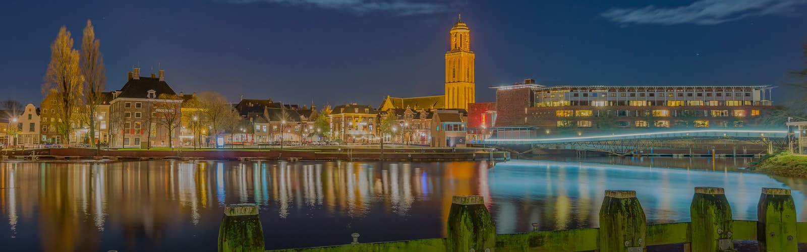 The city center of Zwolle, with a view of the Peperbus