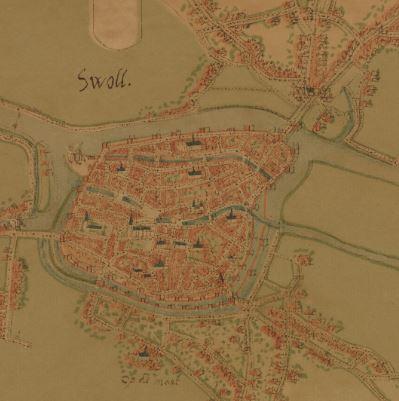 Kaart vestingwerken Zwolle