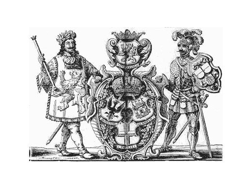 Centraal zijn weergegeven de wapenschilden van de drie steden Deventer (adelaar), Kampen (stadspoort) en Zwolle (kruis).