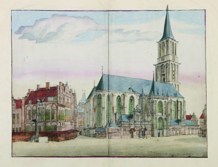 Tekening van de Grote- of de St. Michaelskerk