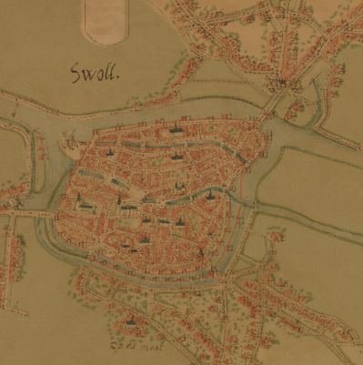 Kaart vestingwerken Zwolle