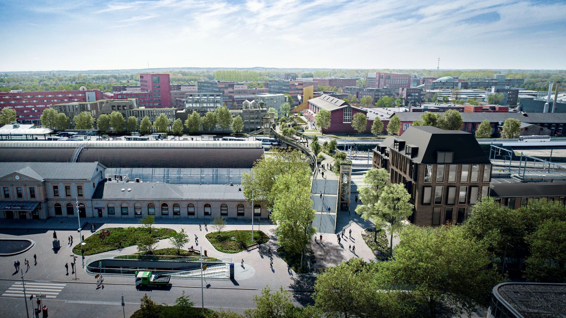 Passerelle Zwolle op het Stationsplein