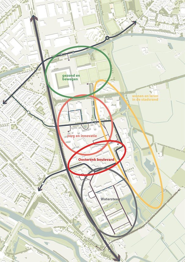 Deelgebieden van Oosterenk met verschillende functies in kaart gebracht