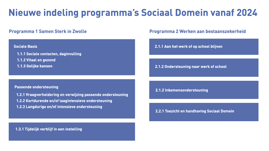 Nieuwe indeling programma's sociaal domein