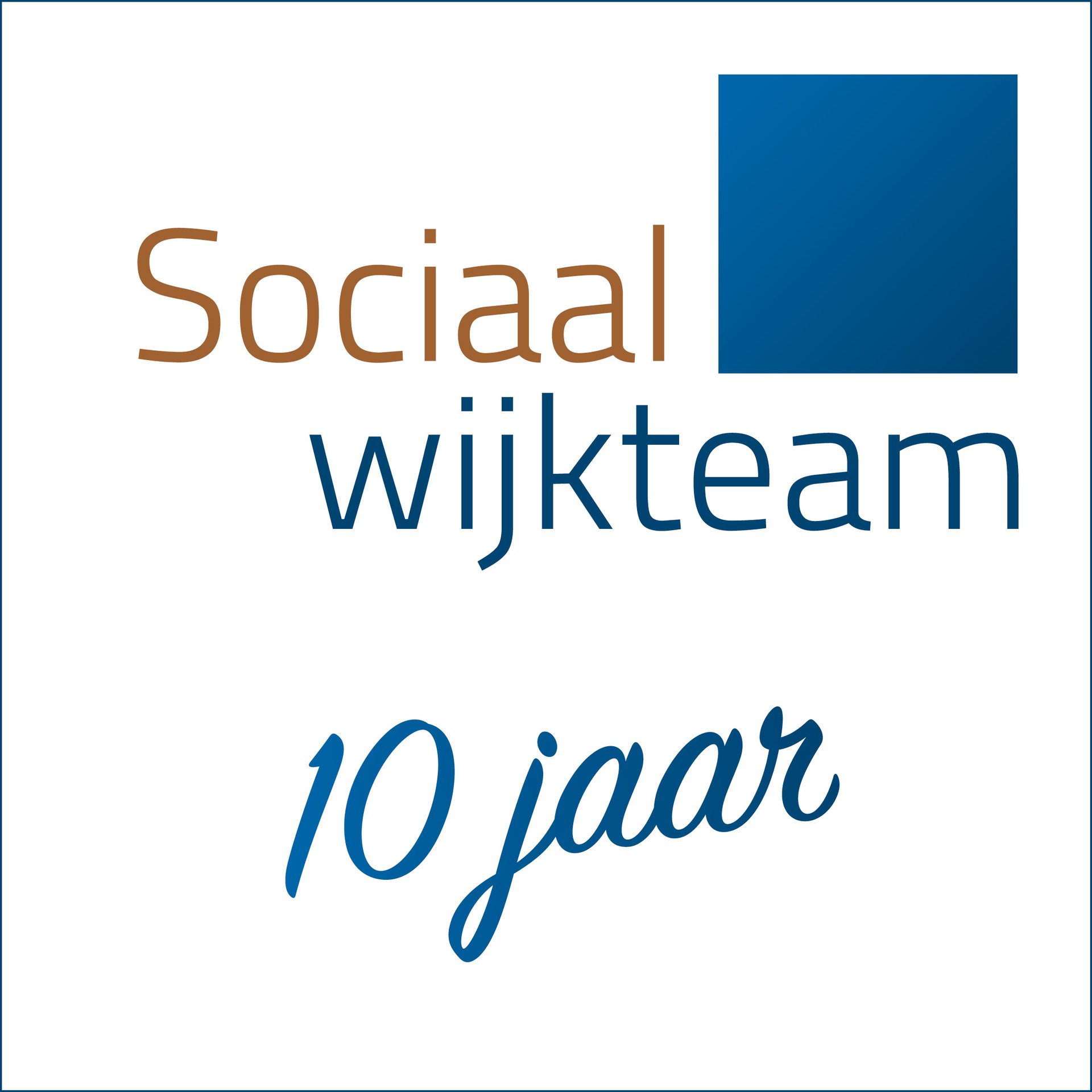 Feestelijke afbeelding van het SWT-logo met de woorden 'tien jaar!'
