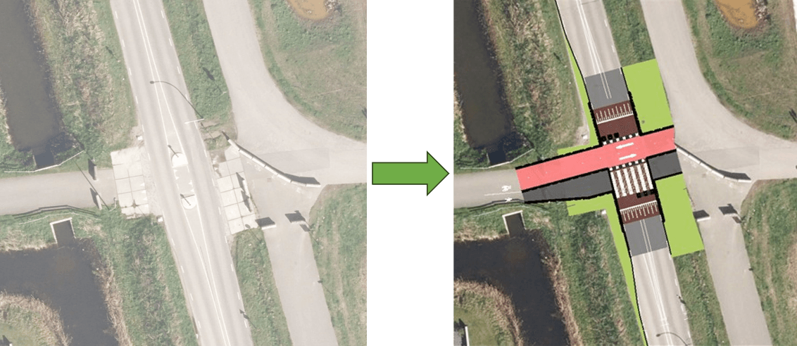 Kaart kruispunt Laan der Molens - Kalandermolen