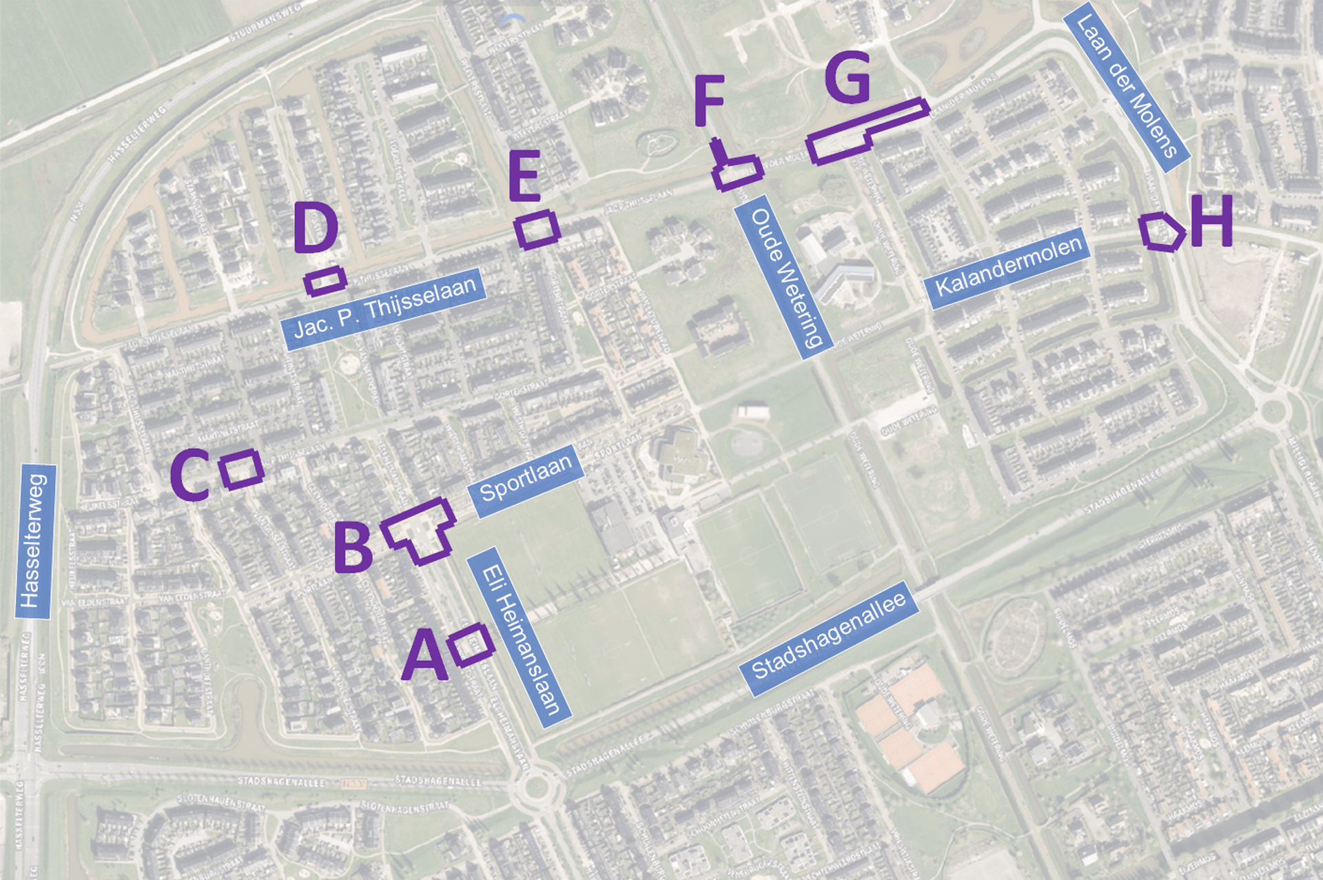 Op deze kaart is te zien aan welke kruispunten er wordt gewerkt