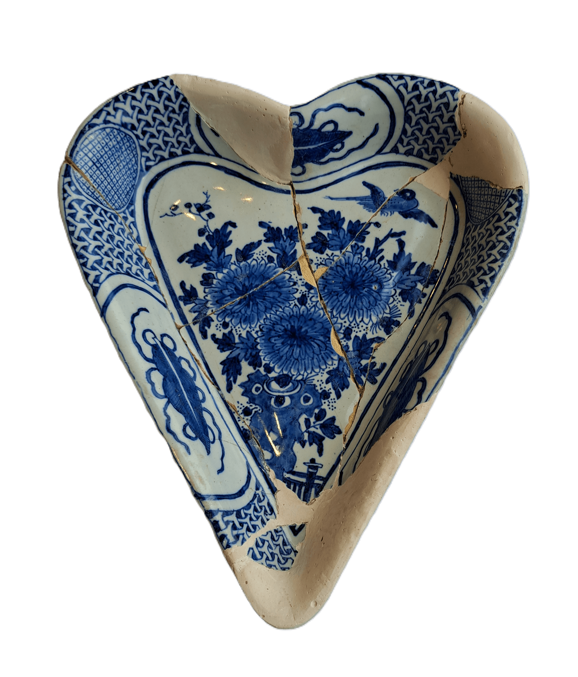 Hartvormig schaaltje van faience