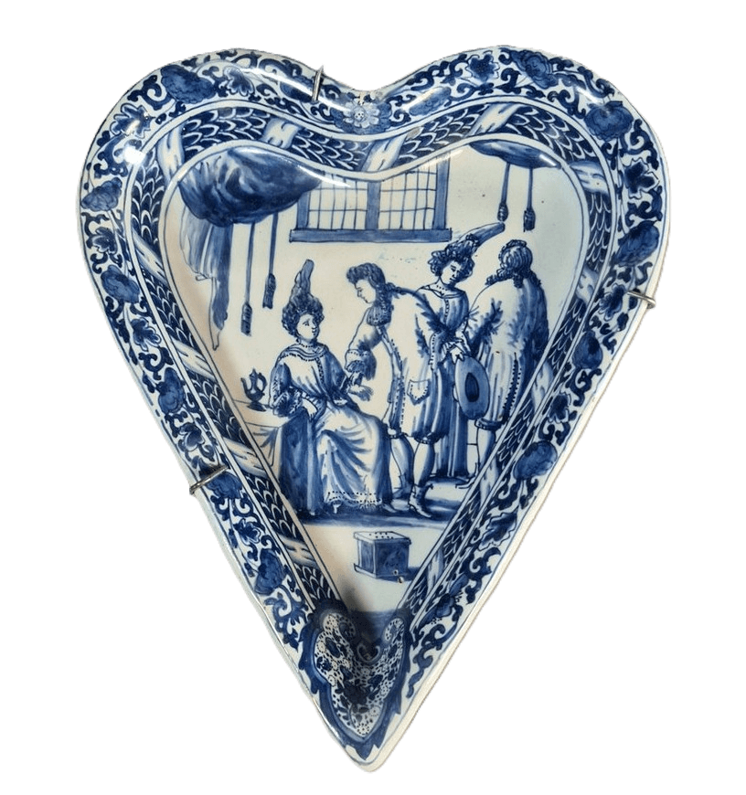 Hartvormig schaaltje van faience, achttiende eeuw