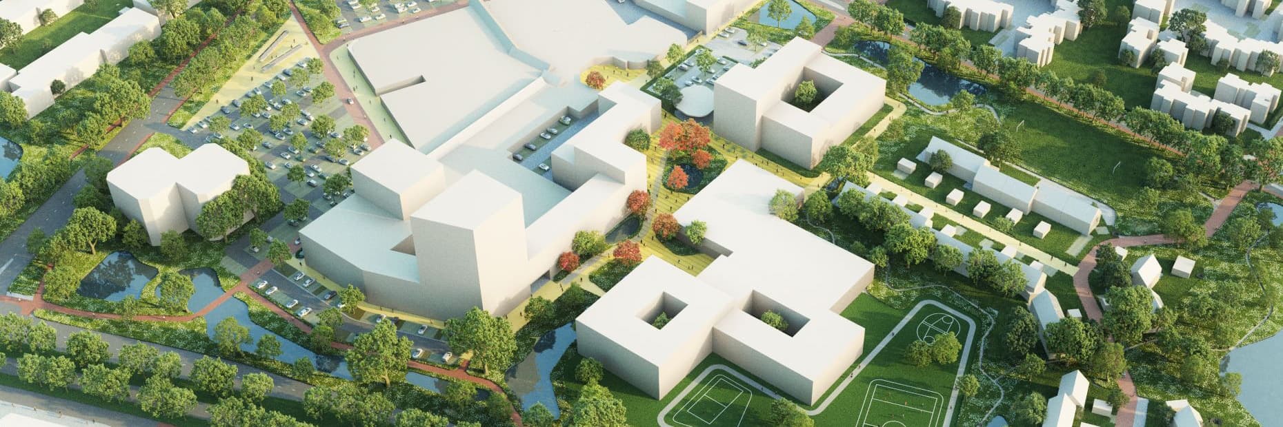Een uitsnede uit een maquettefoto van het plangebied.