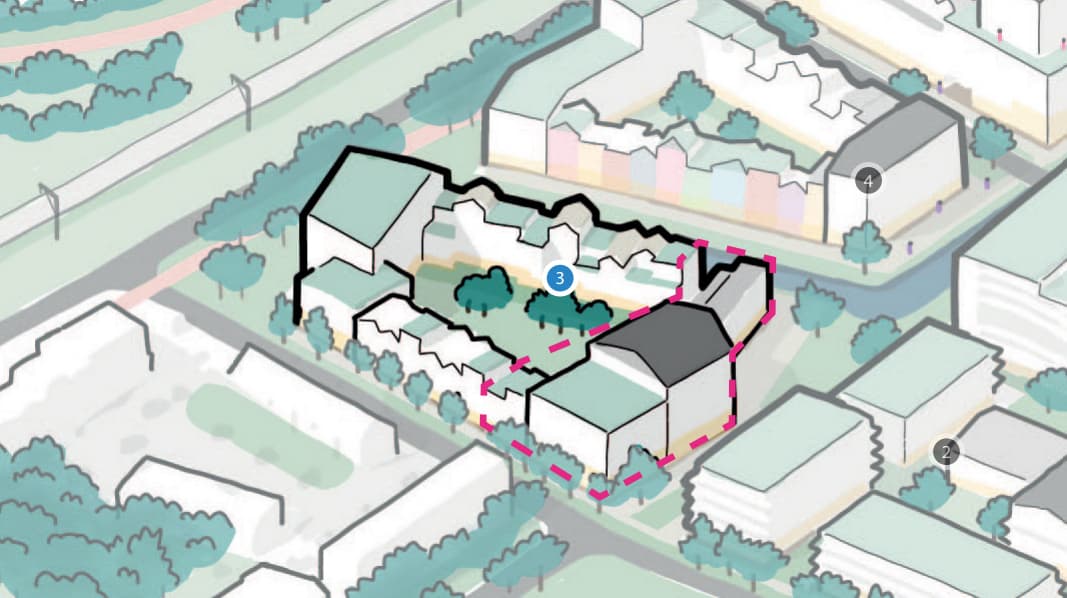 Op ontwikkelveld 3a van de Nieuwe Veemarkt is ruimte voor ongeveer 38 woningen