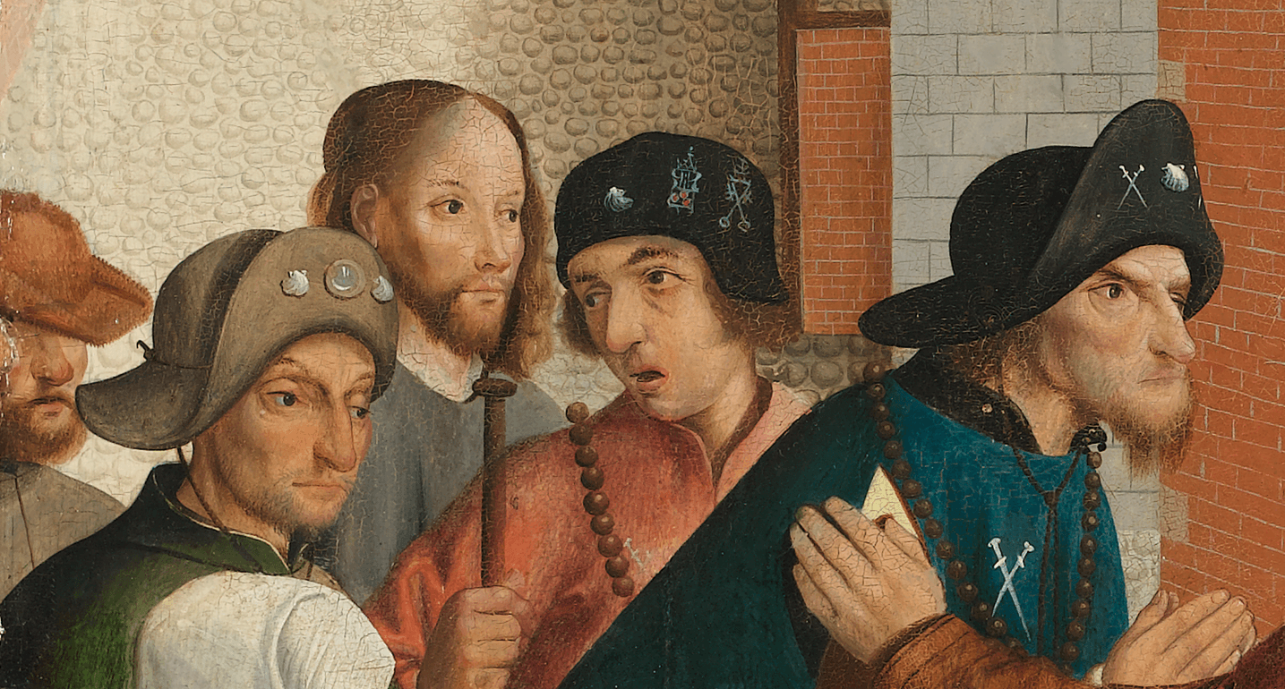 Detail uit De zeven werken van barmhartigheid, Meester van Almaar, 1504 (Rijksmuseum Amsterdam)
